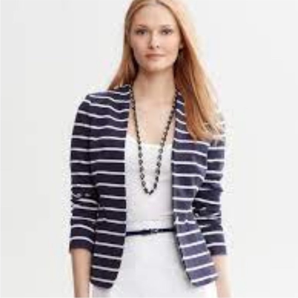 Banana Republic Nautical Blue/White Striped Jacket Sz 4 EUC